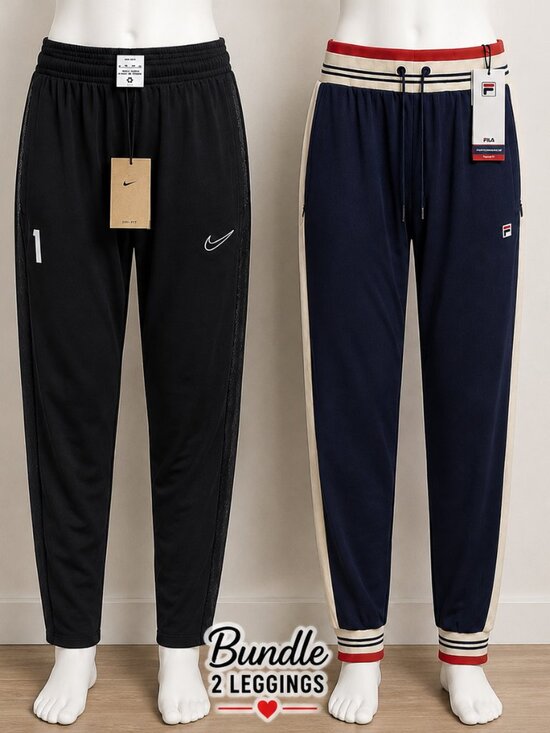 Nike/Fila Pants - Nike Dri-FIT Soccer&Fila Iconic Settanta Track Pants Bundle Womens XS Black Navy